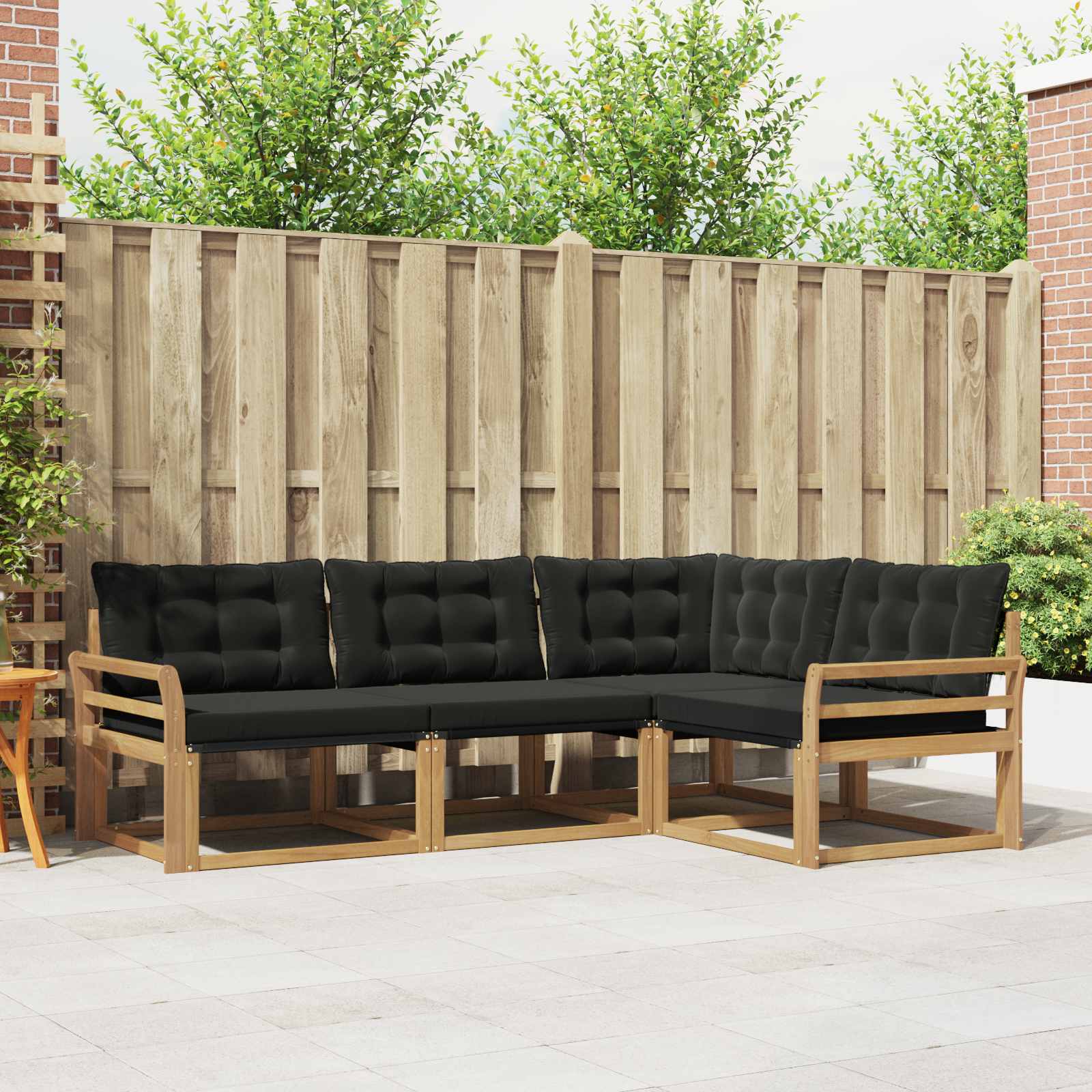 Outdoor-Sofagarnitur mit Kissen 4 pcs Weiß und Schwarz