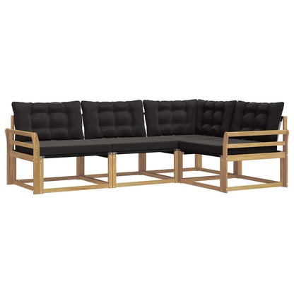 Outdoor-Sofagarnitur 4 stk. Weiß und Schwarz