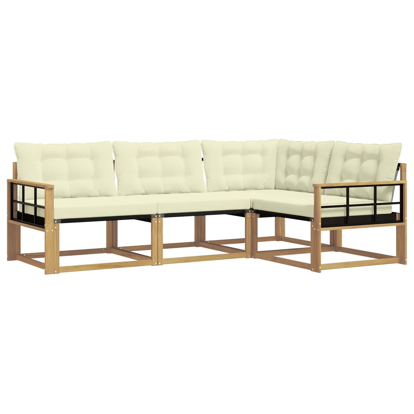 Outdoor-Sofagarnitur mit Kissen 4 pcs Weiß und Creme