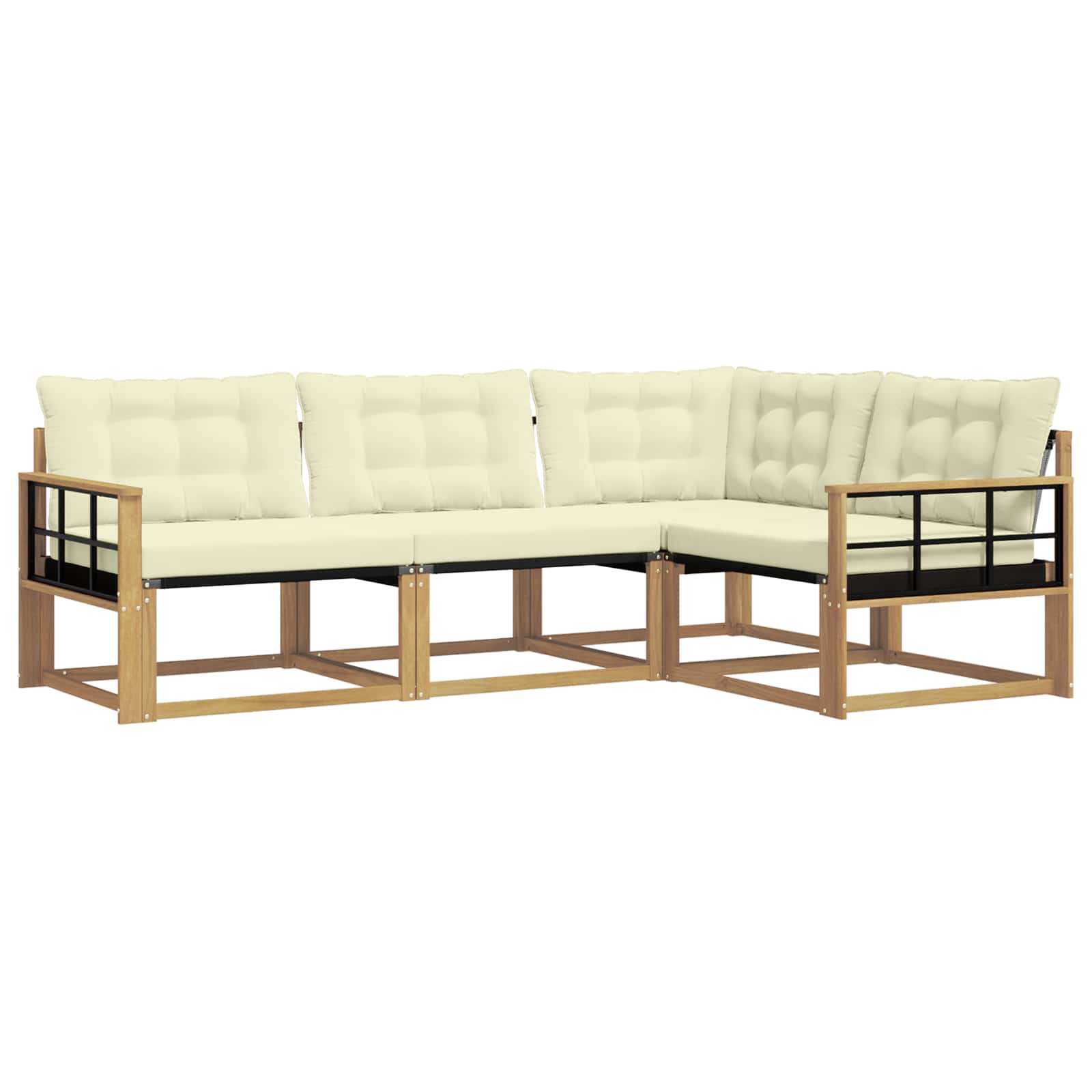 Outdoor-Sofagarnitur mit Kissen 4 pcs Weiß und Creme