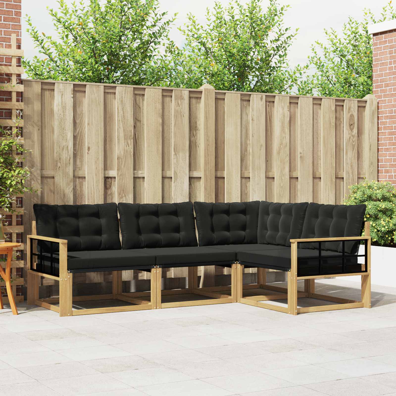 Outdoor-Sofagarnitur mit Kissen 4 pcs Weiß und Schwarz