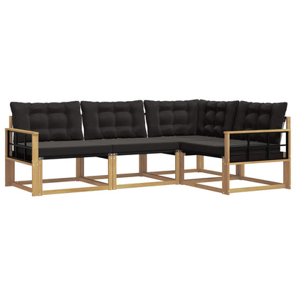 Outdoor-Sofagarnitur 4 stk. Weiß und Schwarz