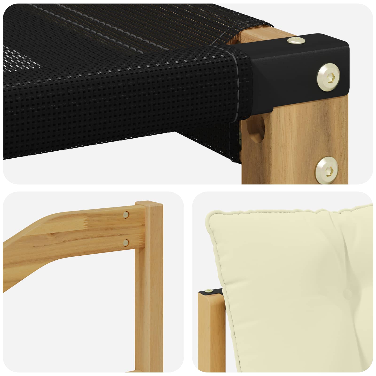 Outdoor-Sofagarnitur mit Kissen 4 pcs Weiß und Creme