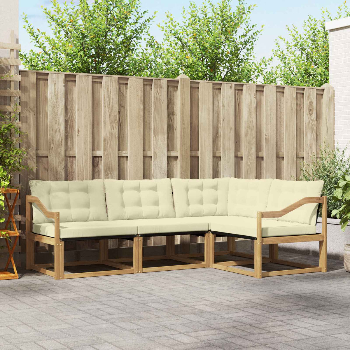 Outdoor-Sofagarnitur 4 stk. Weiß und Creme