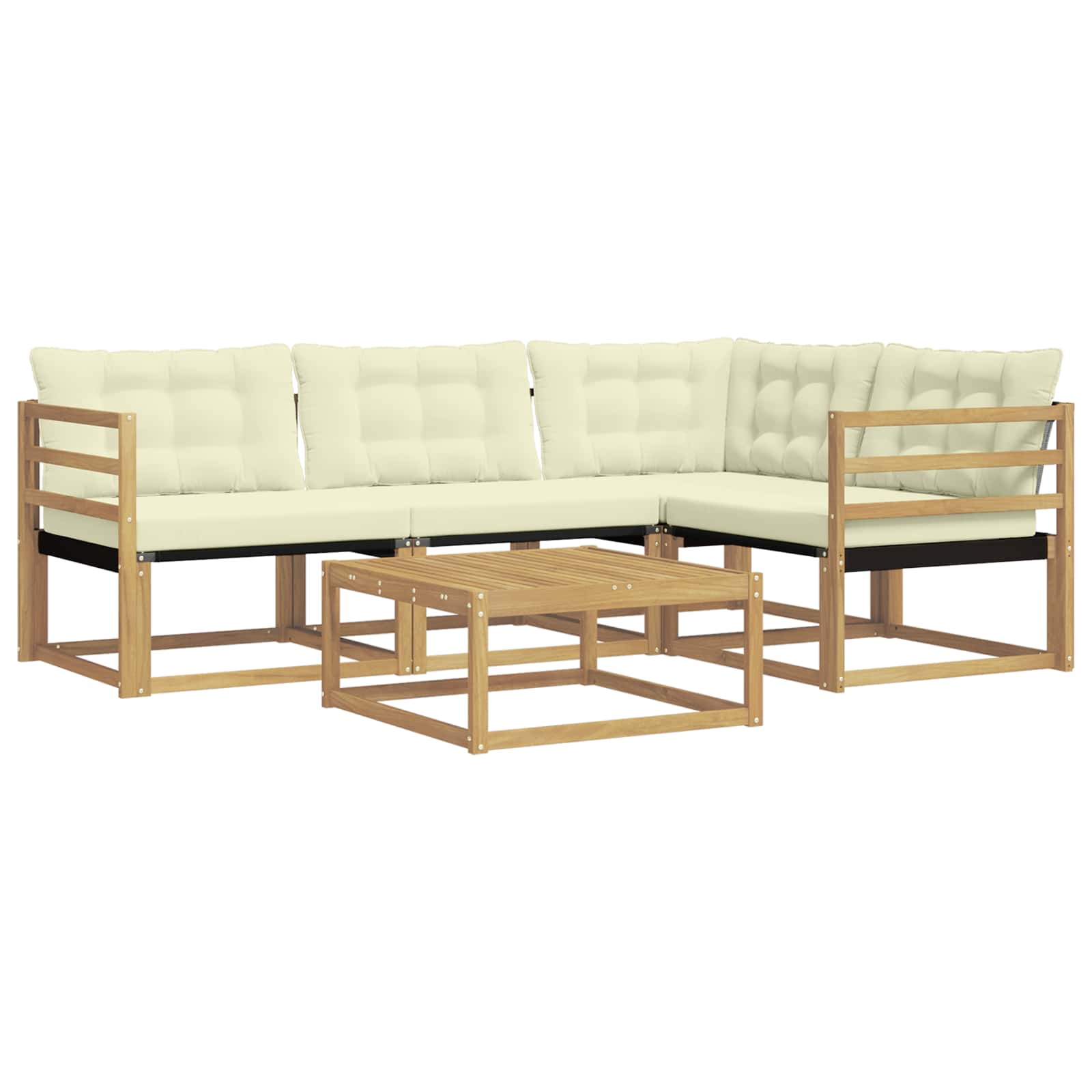 Outdoor-Sofagarnitur 5 pcs Weiß und Creme 79 x 79 x 37 cm