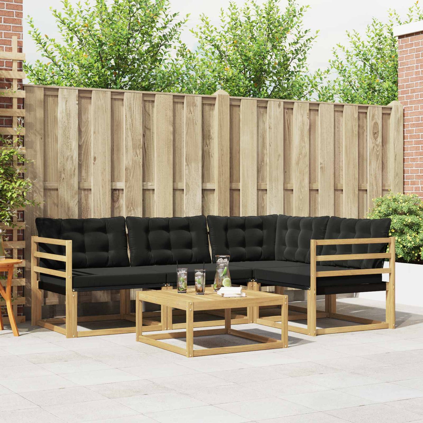 Outdoor-Sofagarnitur 5 pcs Weiß und Schwarz 79 x 79 x 37 cm