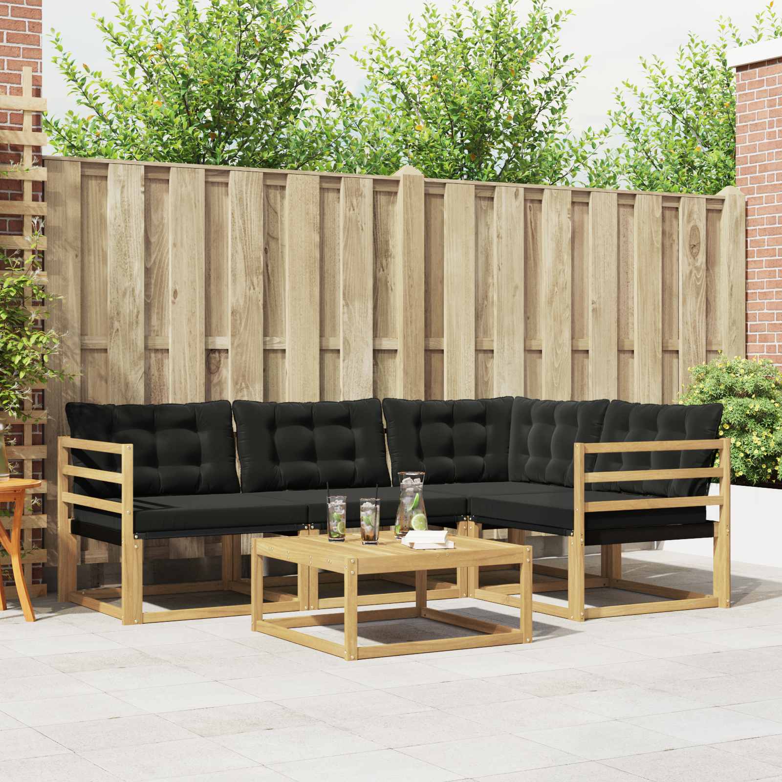 Outdoor-Sofagarnitur 5 pcs Weiß und Schwarz 79 x 79 x 37 cm