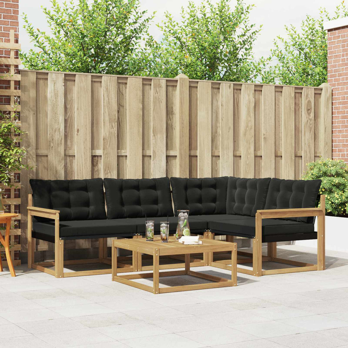 Outdoor-Sofagarnitur 5 stk. Weiß und Schwarz