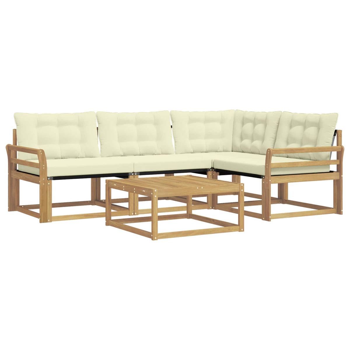 Outdoor-Sofagarnitur 5 stk. Weiß und Creme