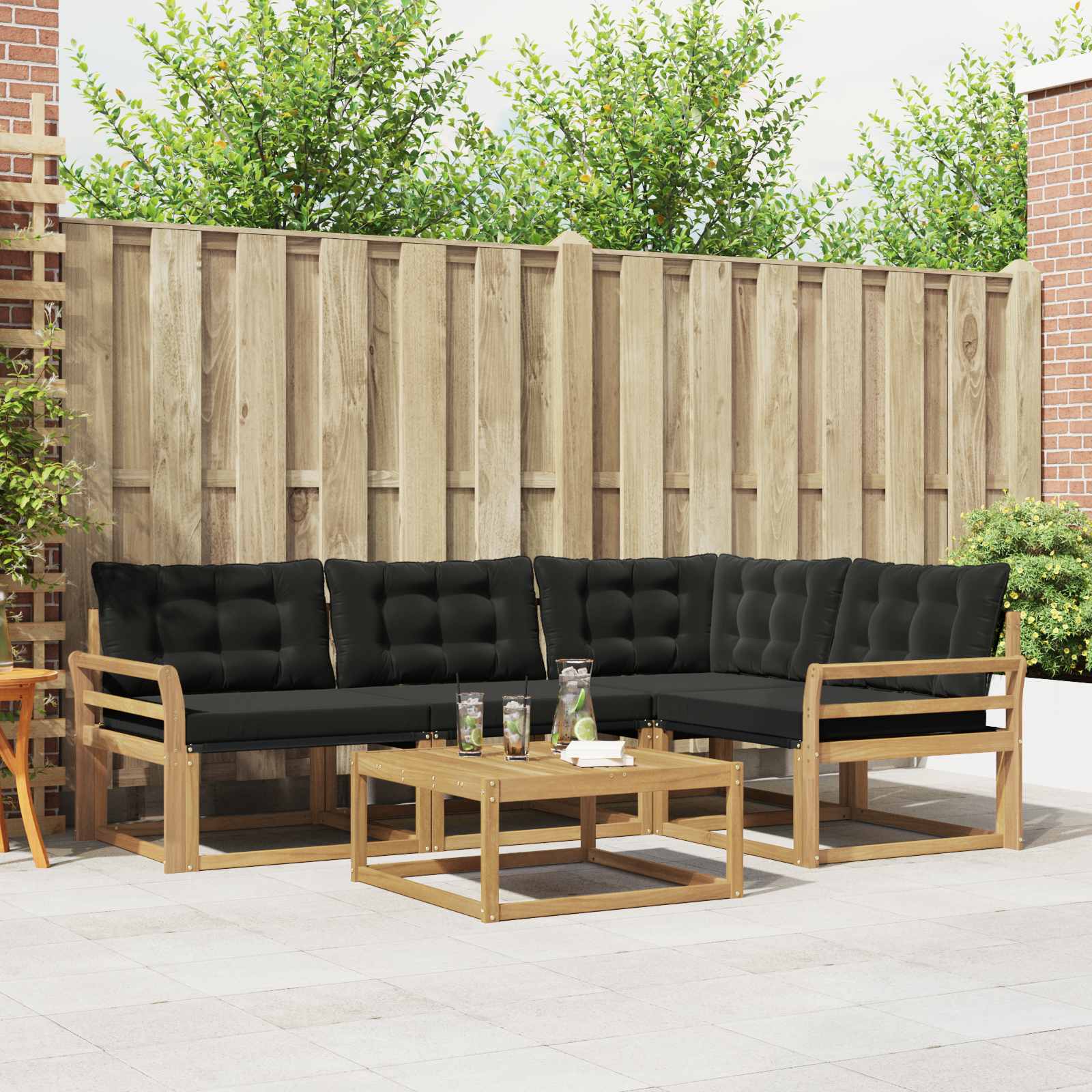 Outdoor-Sofagarnitur 5 pcs Weiß und Schwarz 79 x 79 x 37 cm