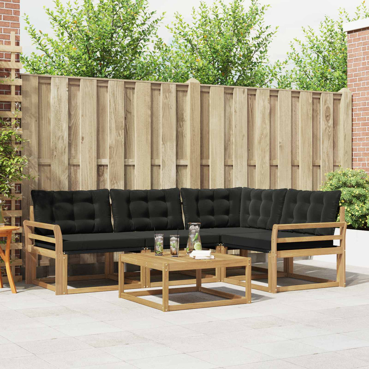 Outdoor-Sofagarnitur 5 stk. Weiß und Schwarz