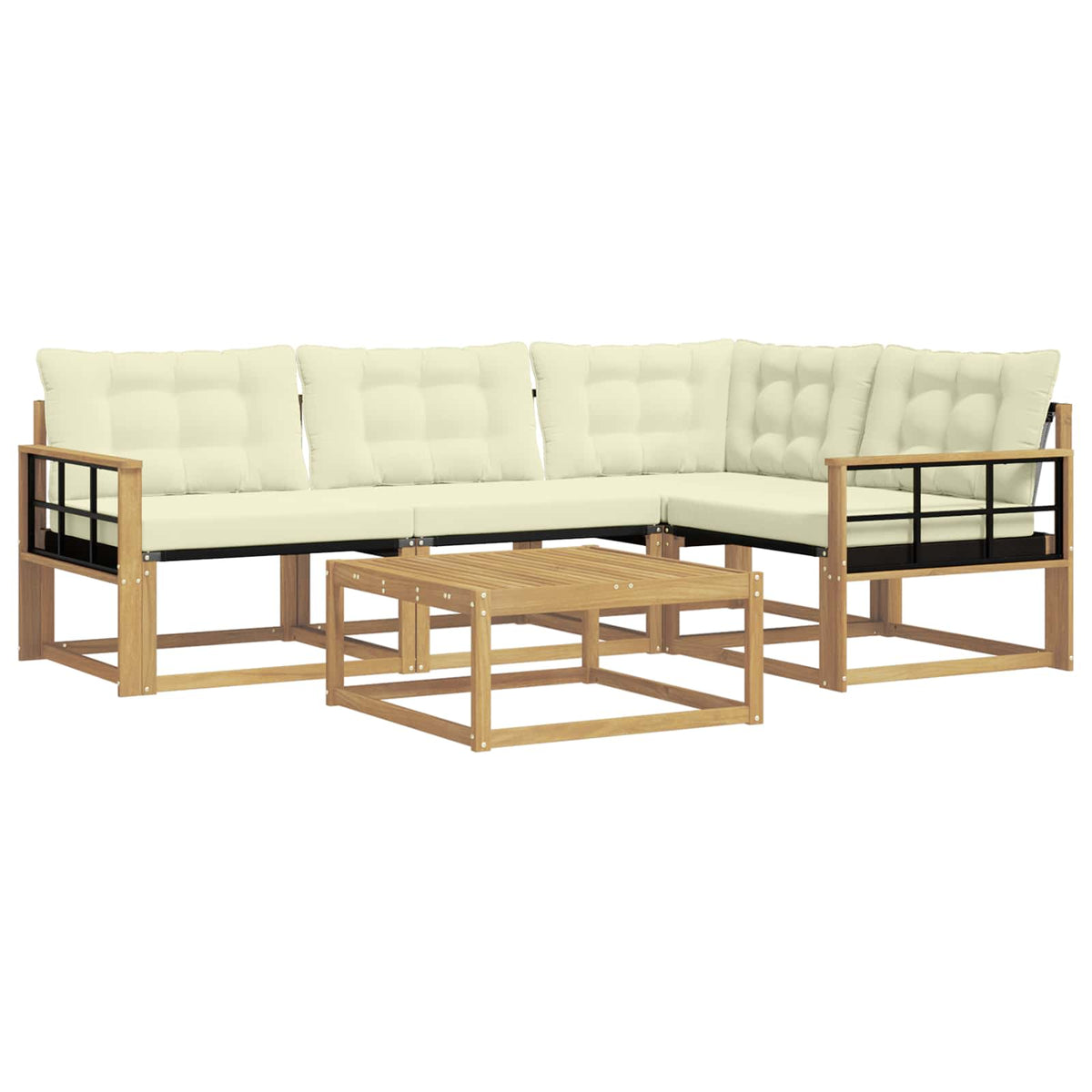 Outdoor-Sofagarnitur 5 stk. Weiß und Creme