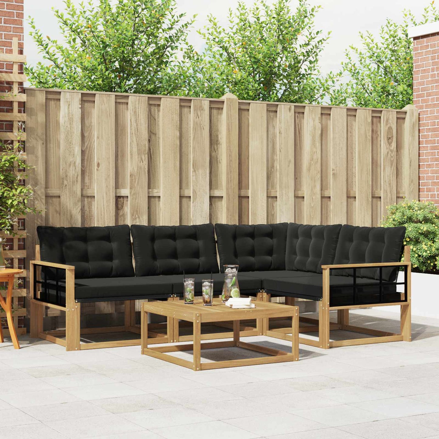 Outdoor-Sofagarnitur 5 pcs Weiß und Schwarz 79 x 79 x 37 cm