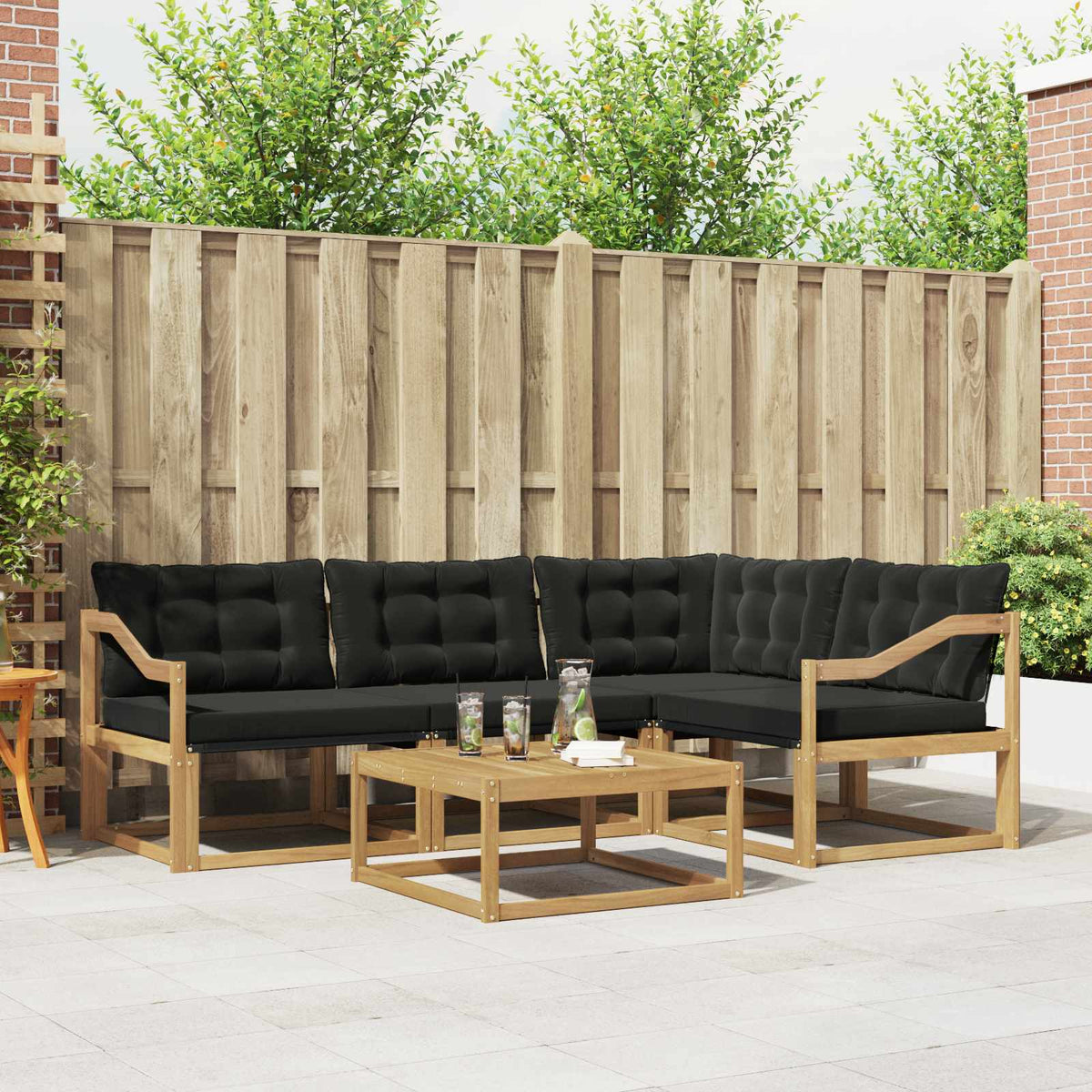 Outdoor-Sofagarnitur 5 stk. Weiß und Schwarz