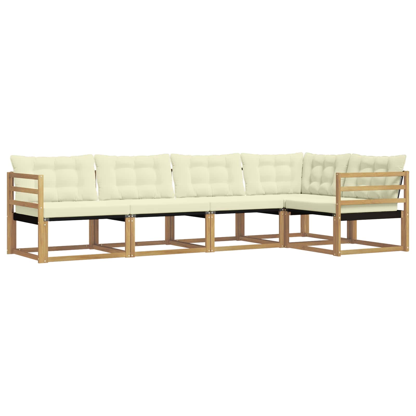 Outdoor-Sofagarnitur mit Kissen 5 pcs Weiß und Creme