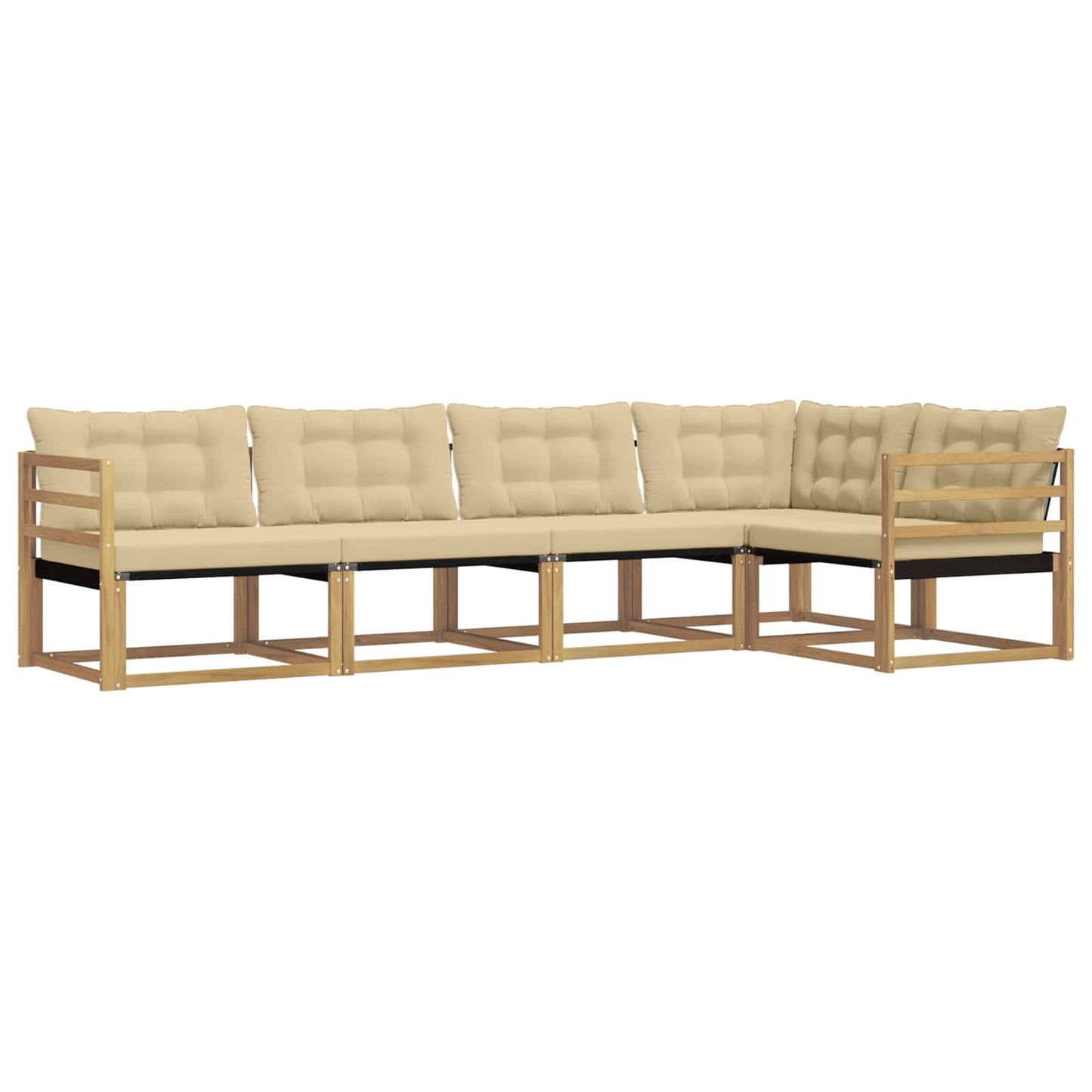Outdoor-Sofagarnitur mit Kissen 5 pcs Weiß und Beige