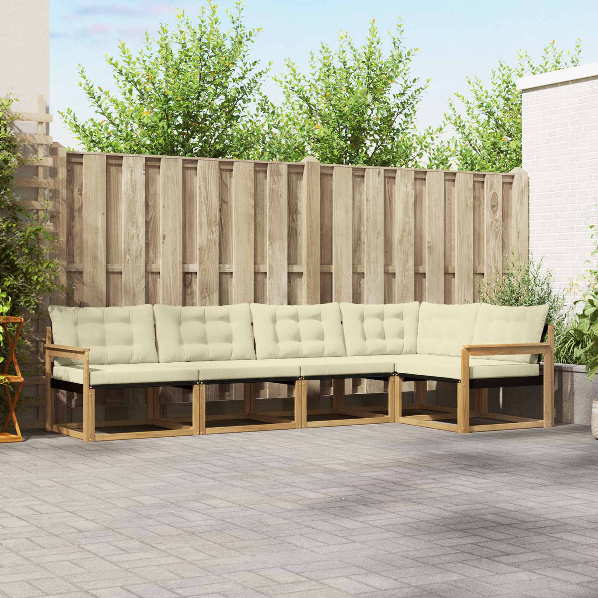 Outdoor-Sofagarnitur 5 stk. Weiß und Creme