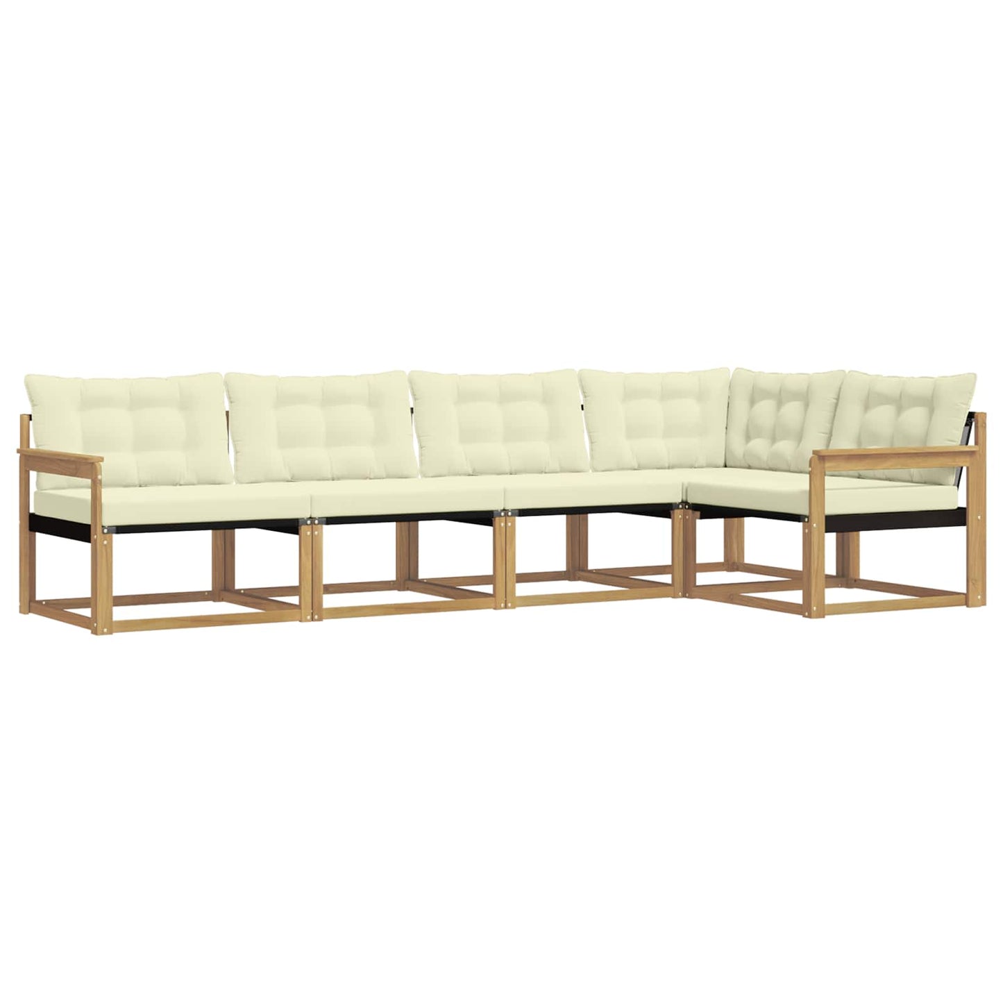 Outdoor-Sofagarnitur mit Kissen 5 pcs Weiß und Creme