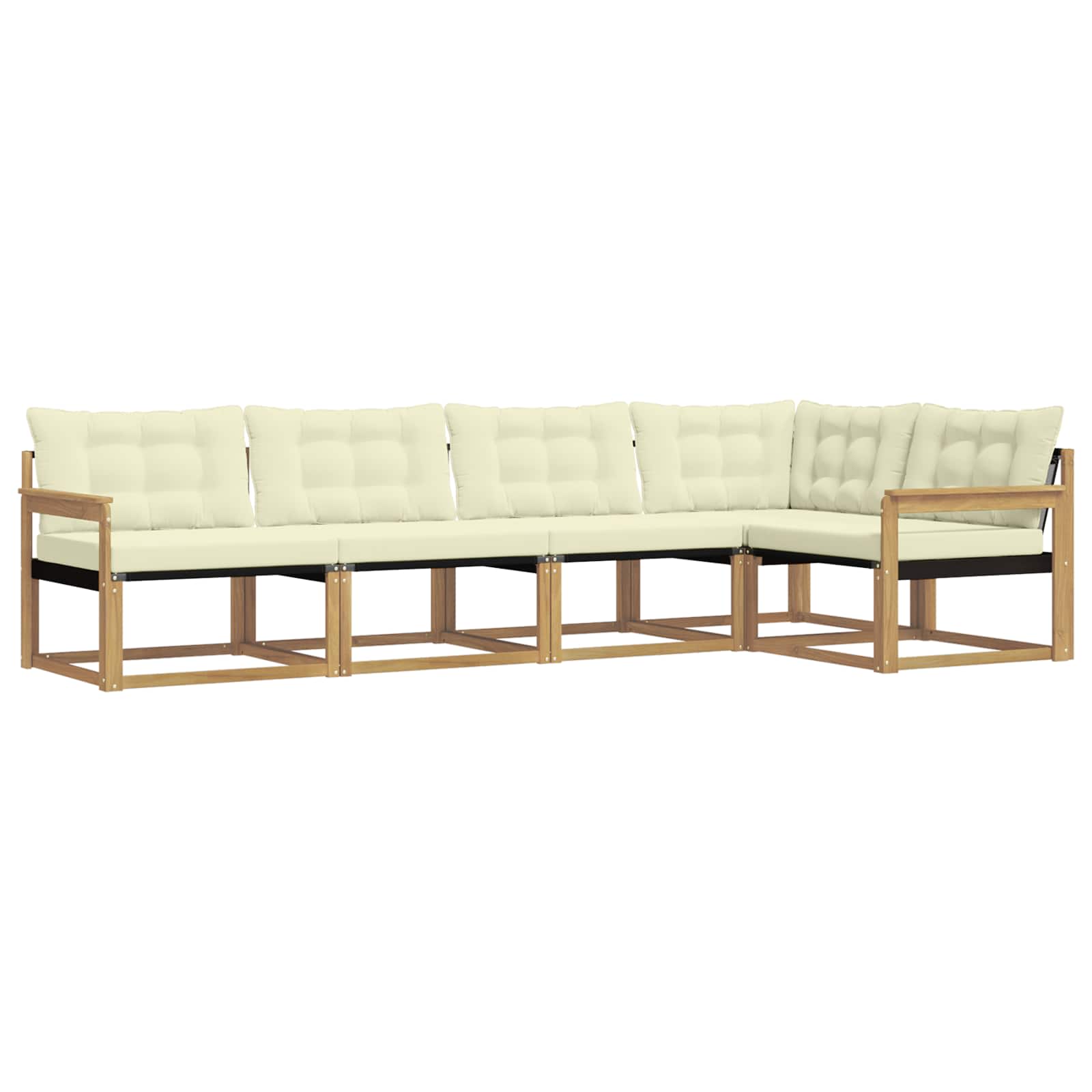 Outdoor-Sofagarnitur mit Kissen 5 pcs Weiß und Creme