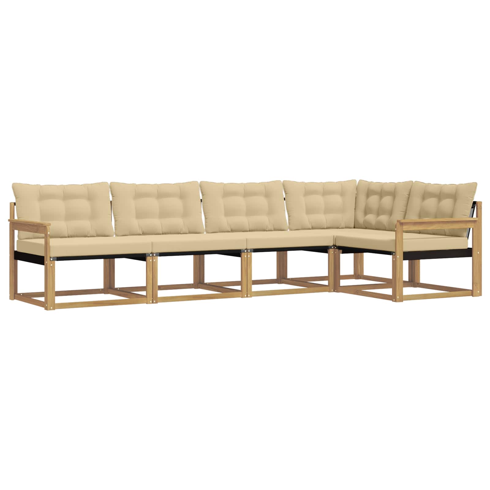 Outdoor-Sofagarnitur mit Kissen 5 pcs Weiß und Beige