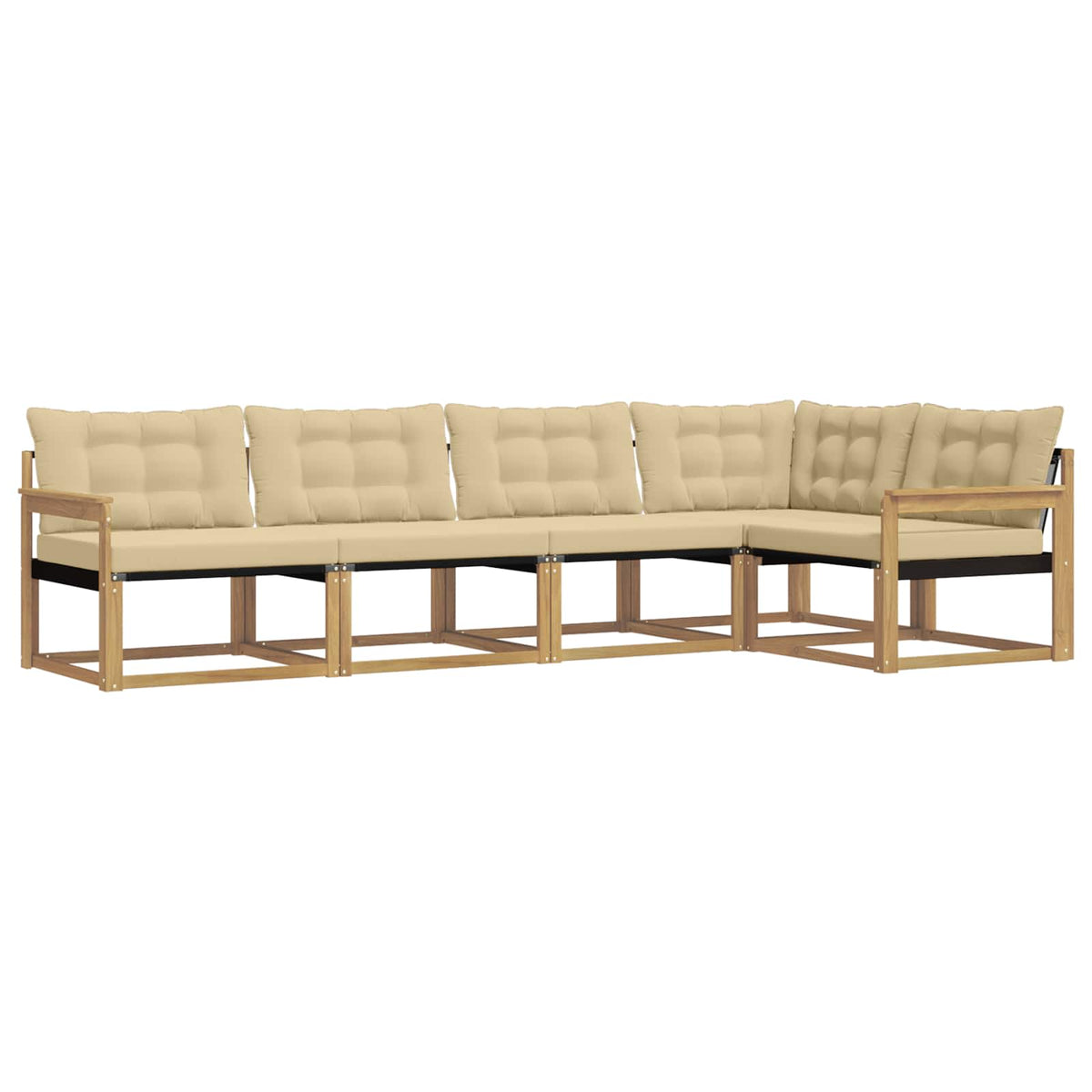 Outdoor-Sofagarnitur 5 stk. Weiß und Beige