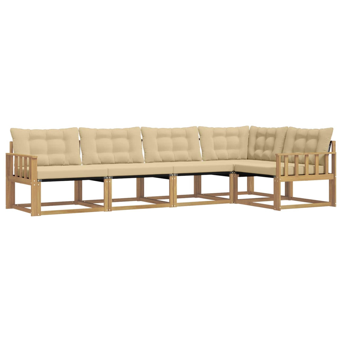 Outdoor-Sofagarnitur mit Kissen 5 pcs Weiß und Beige