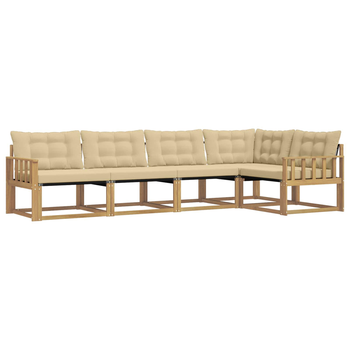 Outdoor-Sofagarnitur 5 stk. Weiß und Beige