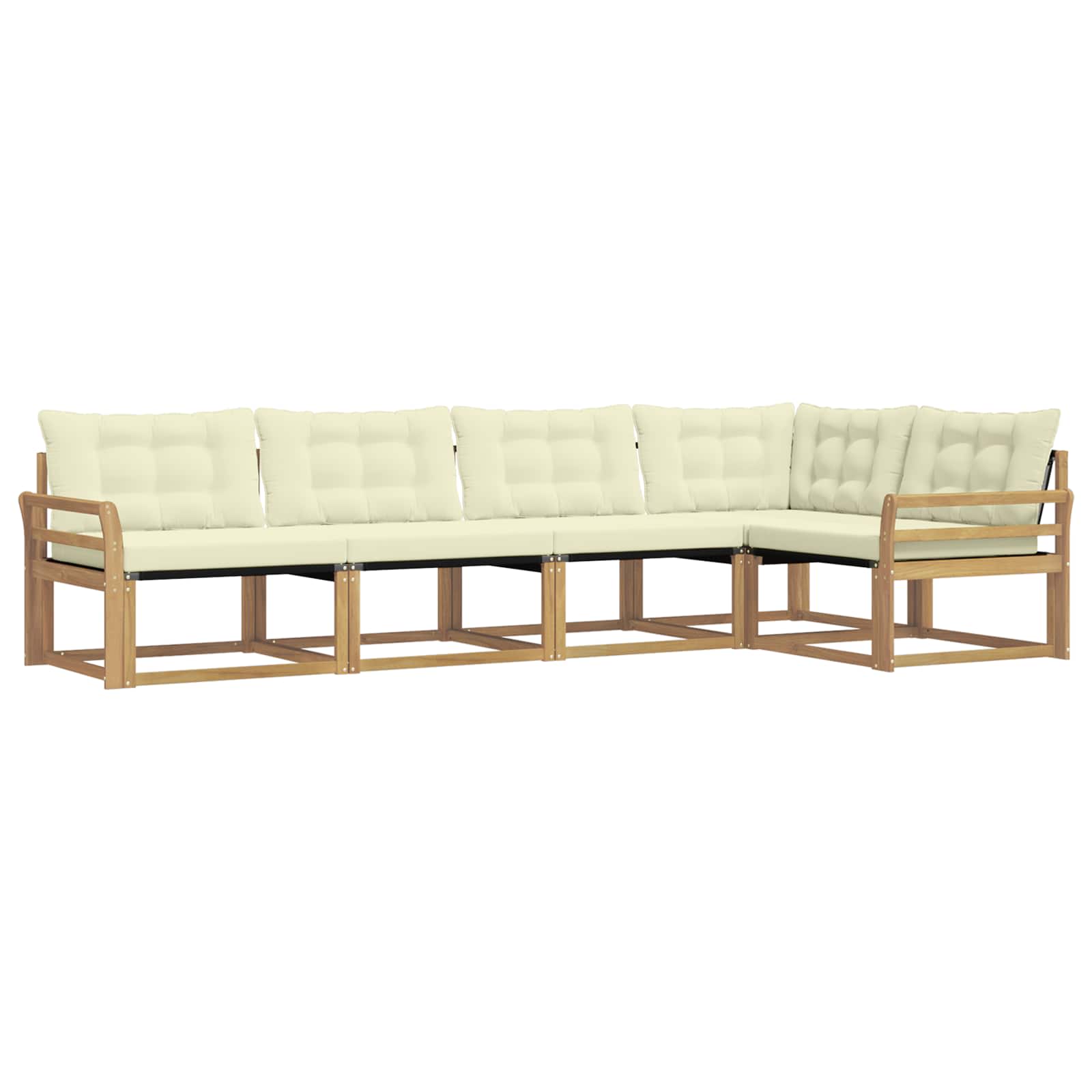 Outdoor-Sofagarnitur mit Kissen 5 pcs Weiß und Creme