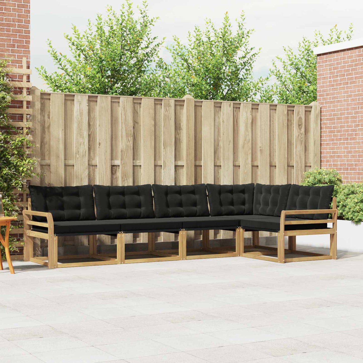 Outdoor-Sofagarnitur mit Kissen 5 pcs Weiß und Schwarz