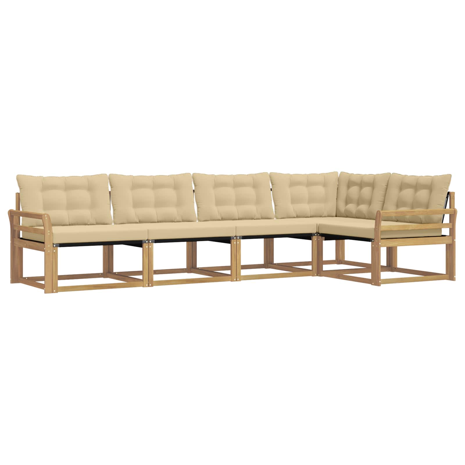 Outdoor-Sofagarnitur mit Kissen 5 pcs Weiß und Beige