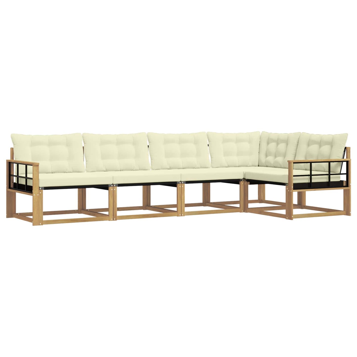 Outdoor-Sofagarnitur mit Kissen 5 pcs Weiß und Creme