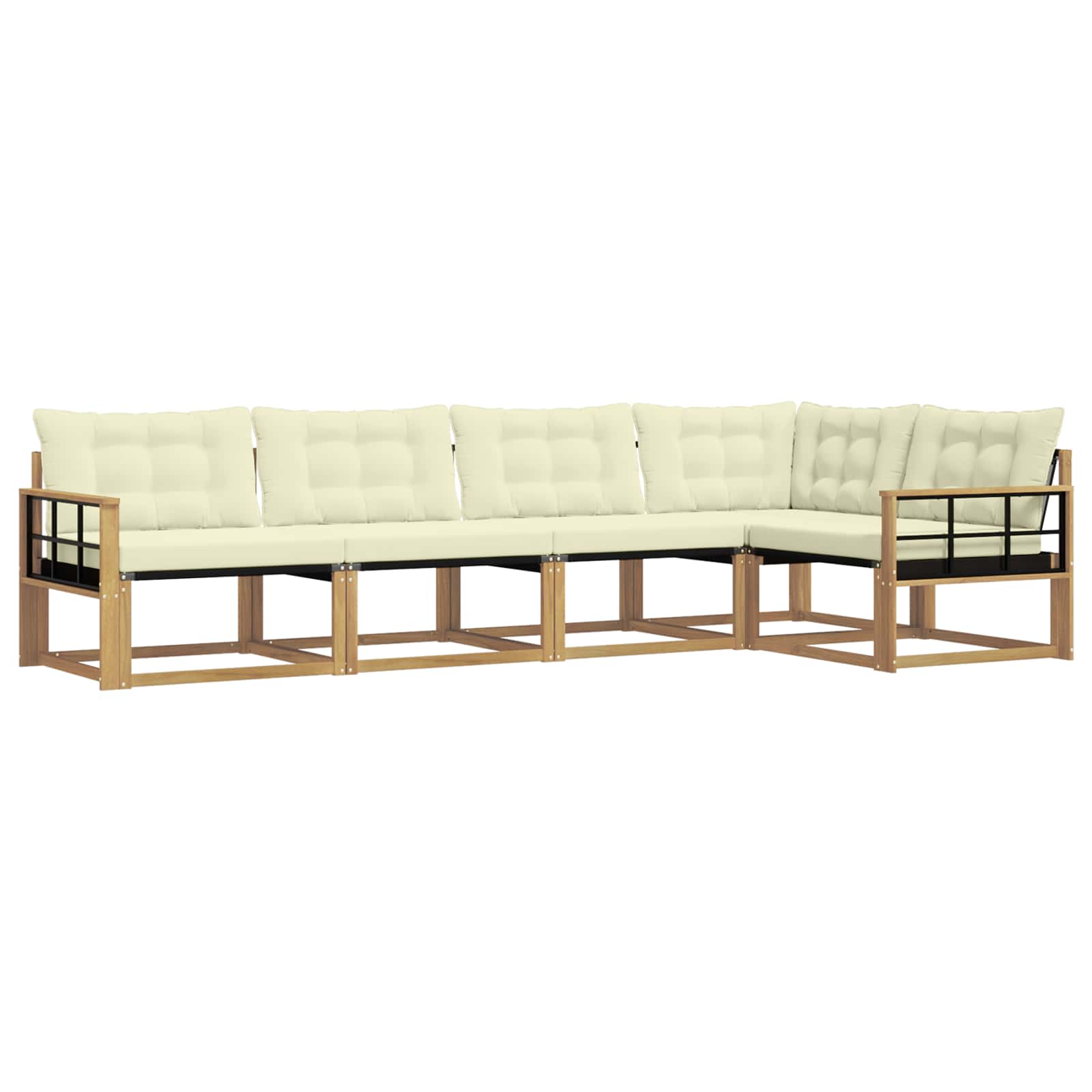 Outdoor-Sofagarnitur mit Kissen 5 pcs Weiß und Creme