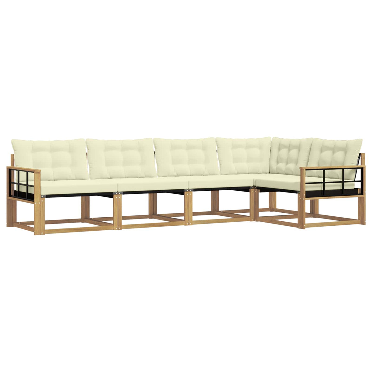 Outdoor-Sofagarnitur 5 stk. Weiß und Creme