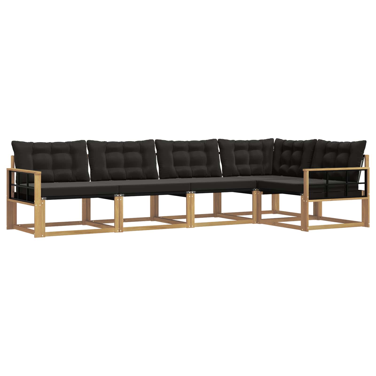Outdoor-Sofagarnitur mit Kissen 5 pcs Weiß und Schwarz