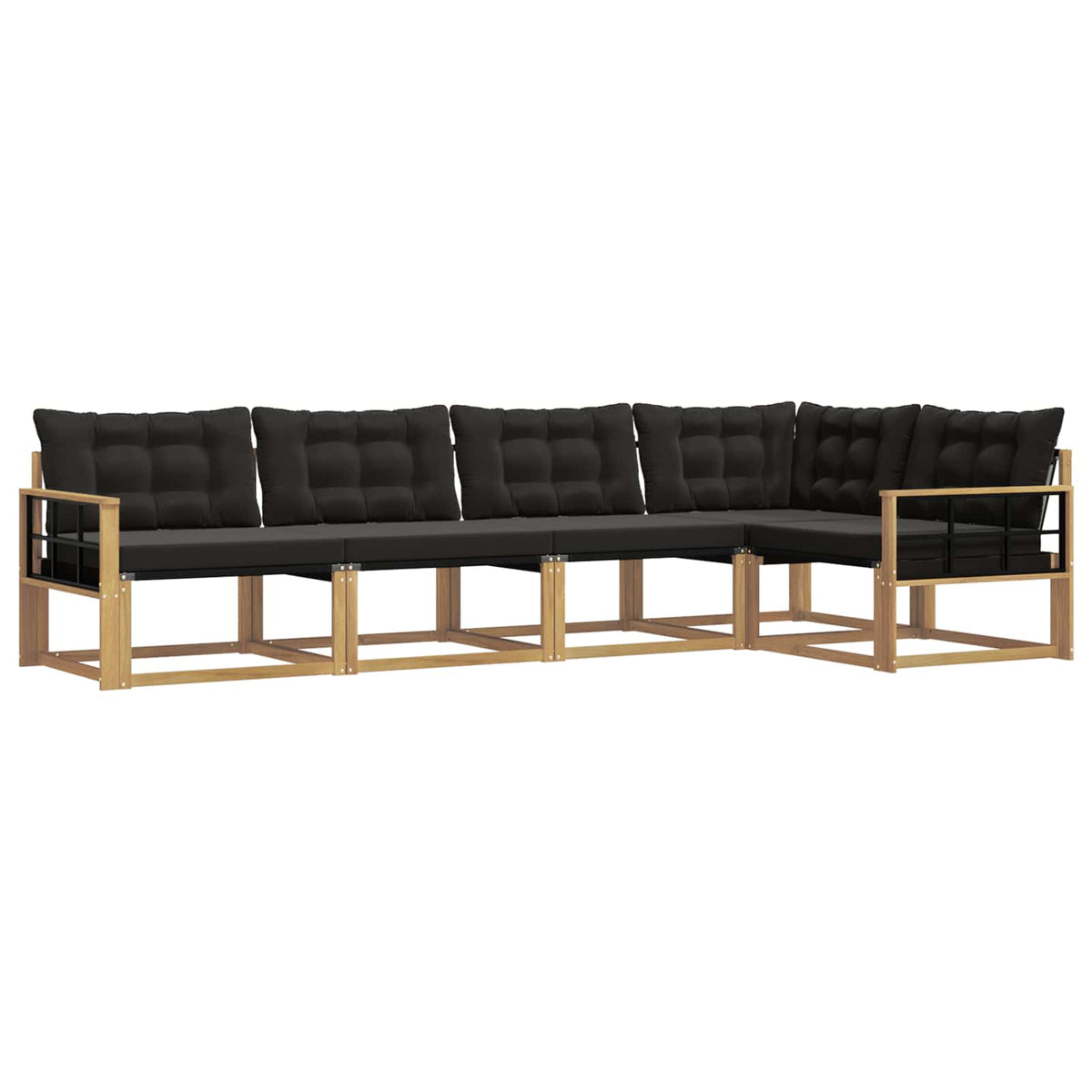 Outdoor-Sofagarnitur 5 stk. Weiß und Schwarz
