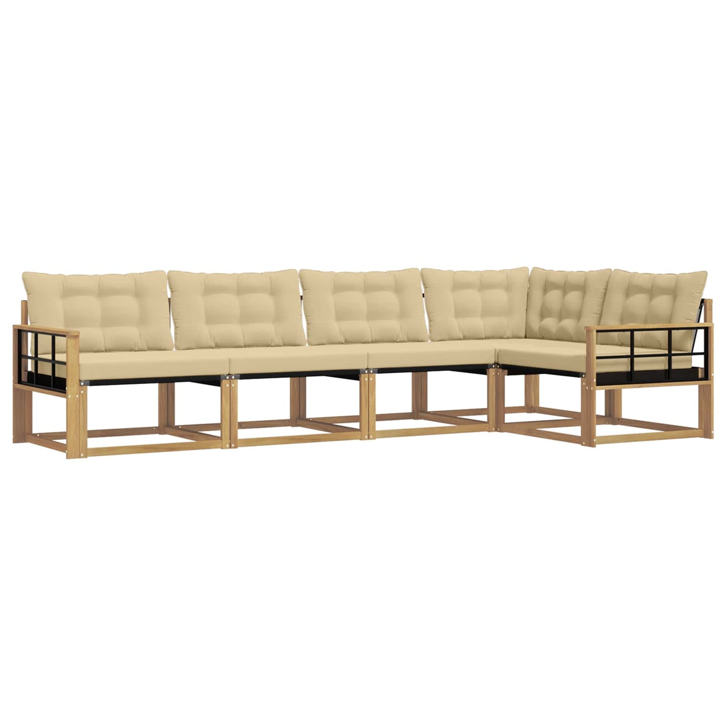 Outdoor-Sofagarnitur mit Kissen 5 pcs Weiß und Beige