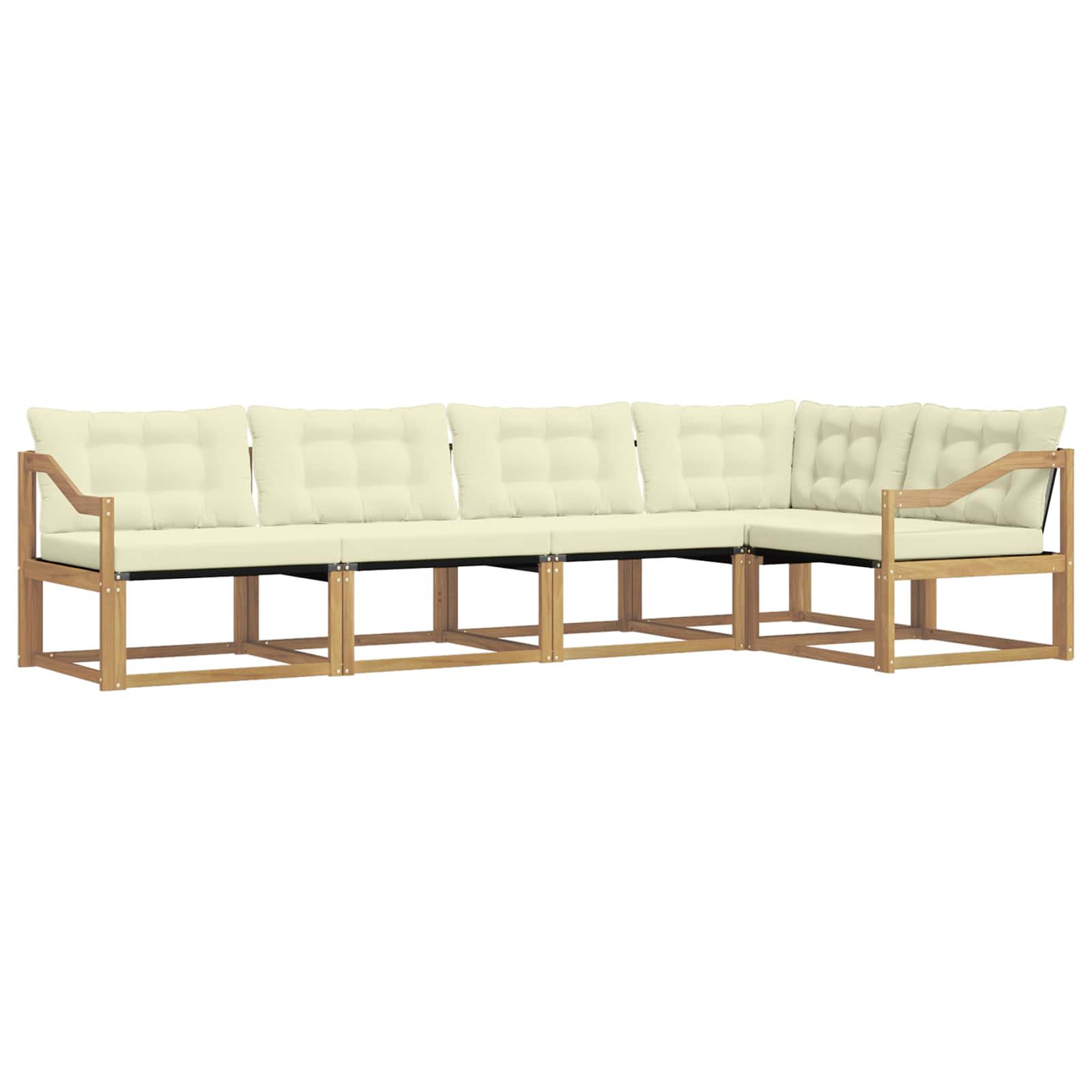 Outdoor-Sofagarnitur mit Kissen 5 pcs Weiß und Creme