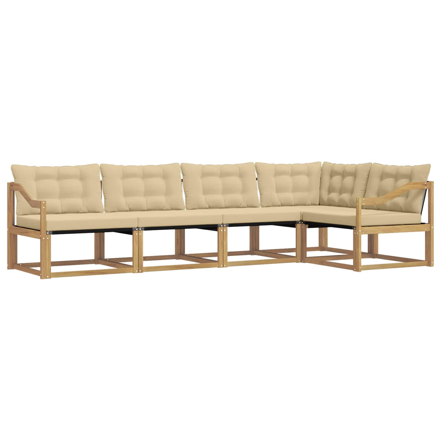 Outdoor-Sofagarnitur mit Kissen 5 pcs Weiß und Beige