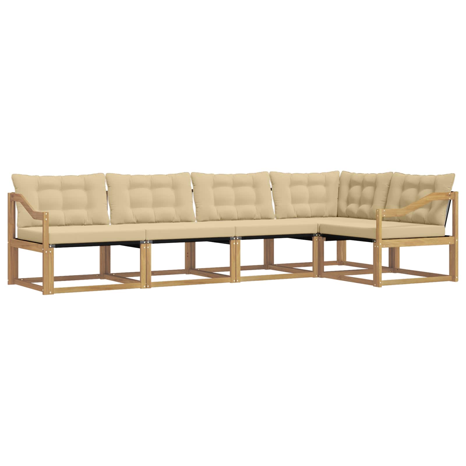 Outdoor-Sofagarnitur mit Kissen 5 pcs Weiß und Beige
