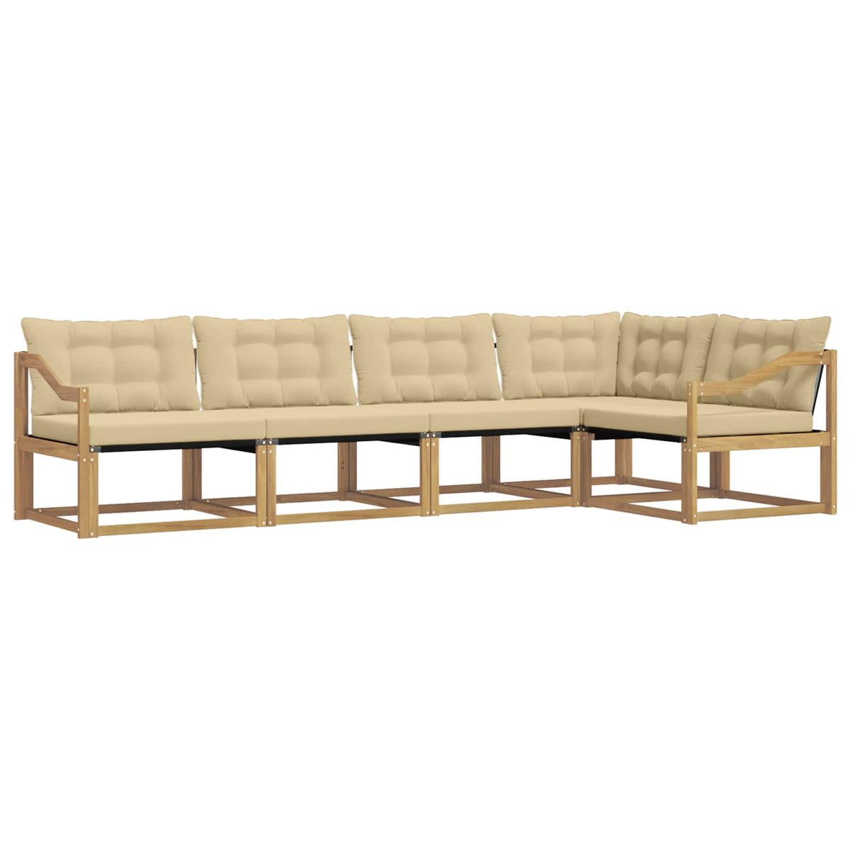 Outdoor-Sofagarnitur 5 stk. Weiß und Beige