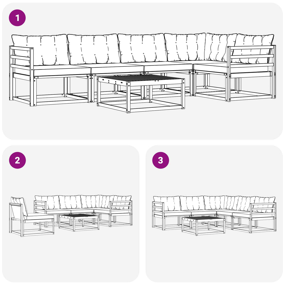 Outdoor-Sofagarnitur 6 stk. Weiß und Creme