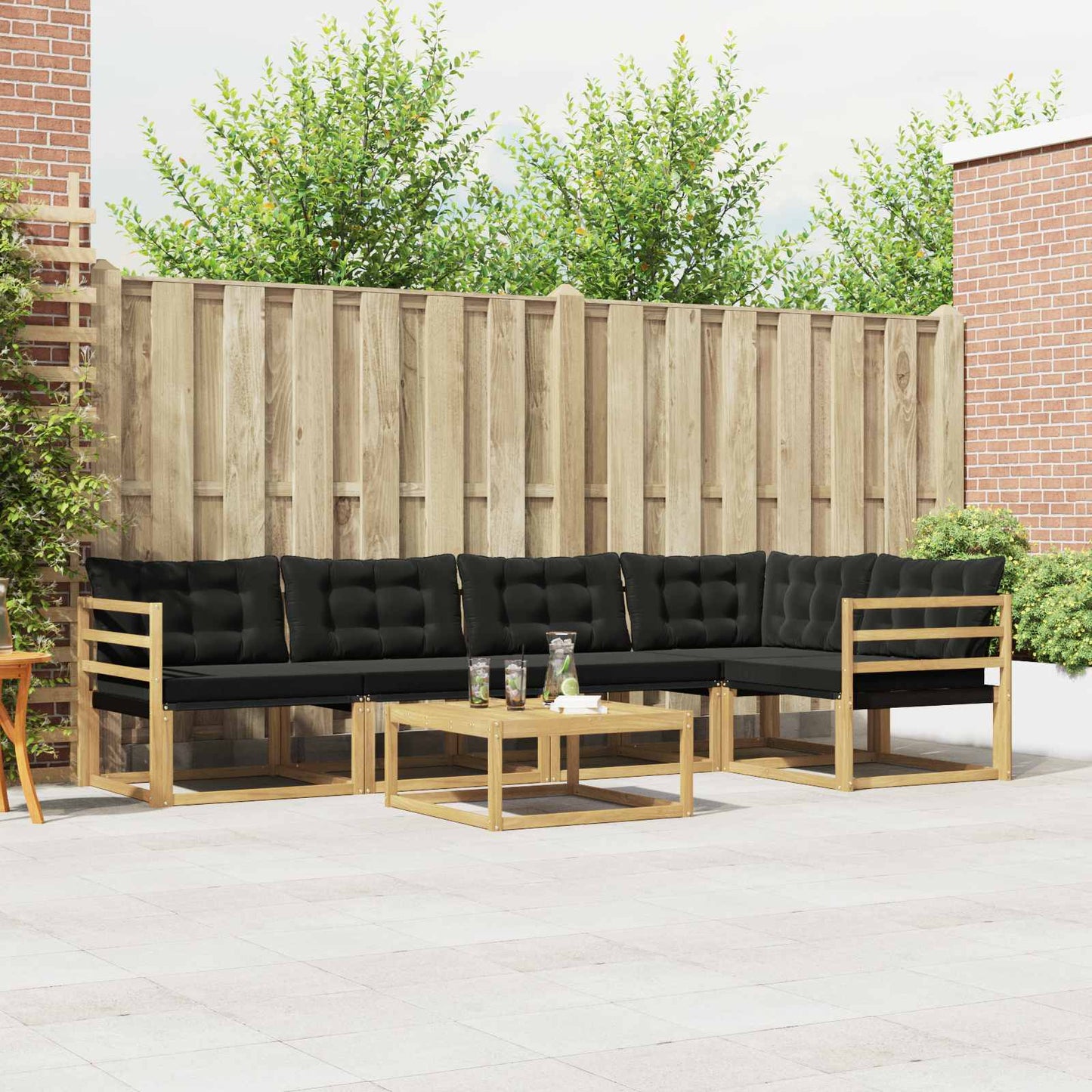 Outdoor-Sofagarnitur 6 pcs Weiß und Schwarz 79 x 79 x 37 cm