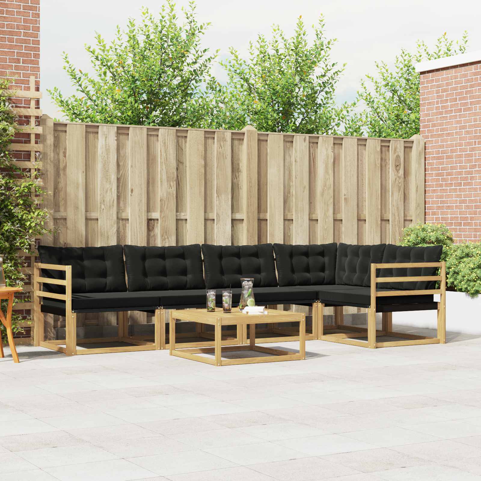 Outdoor-Sofagarnitur 6 pcs Weiß und Schwarz 79 x 79 x 37 cm