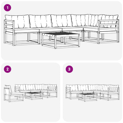 Outdoor-Sofagarnitur 6 stk. Weiß und Schwarz