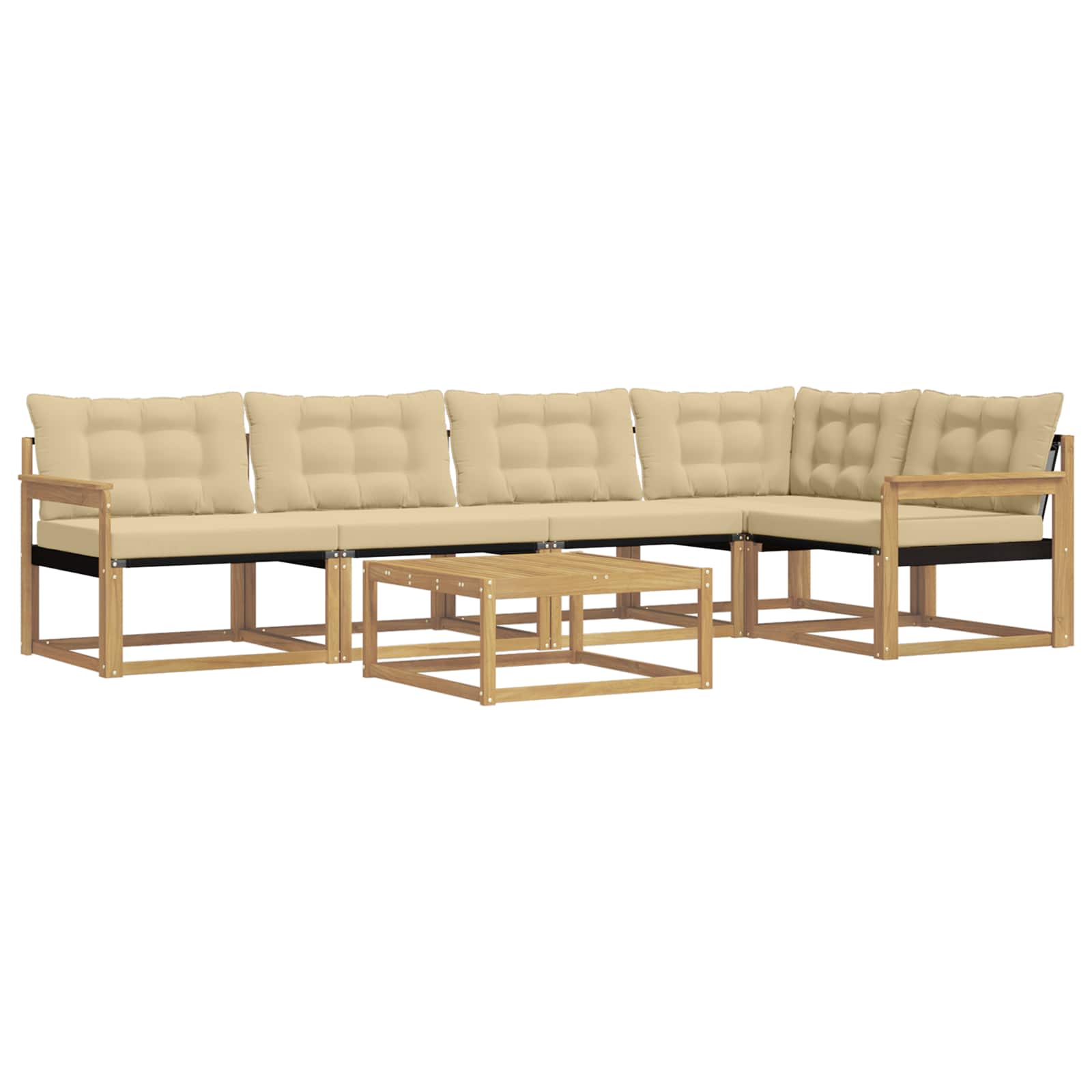 Outdoor-Sofagarnitur 6 pcs Weiß und Beige 79 x 79 x 37 cm