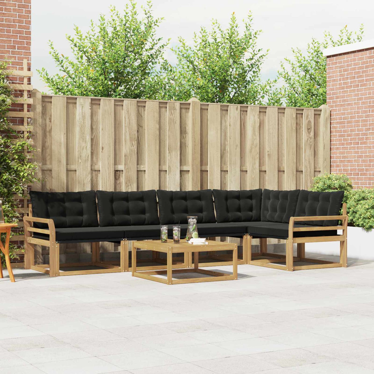 Outdoor-Sofagarnitur 6 pcs Weiß und Schwarz 79 x 79 x 37 cm