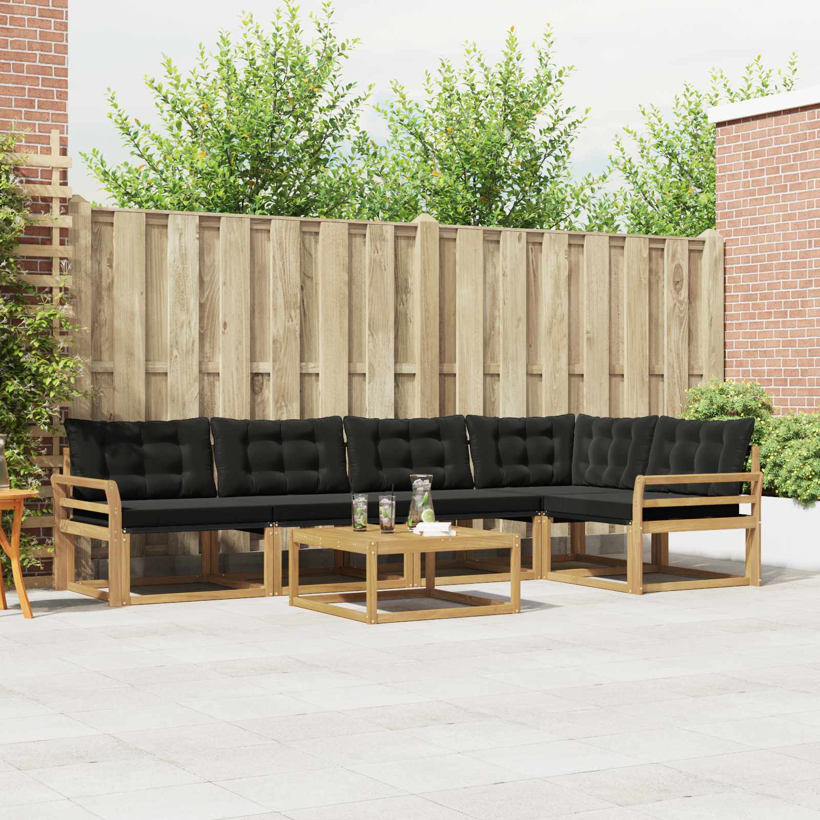 Outdoor-Sofagarnitur 6 pcs Weiß und Schwarz 79 x 79 x 37 cm