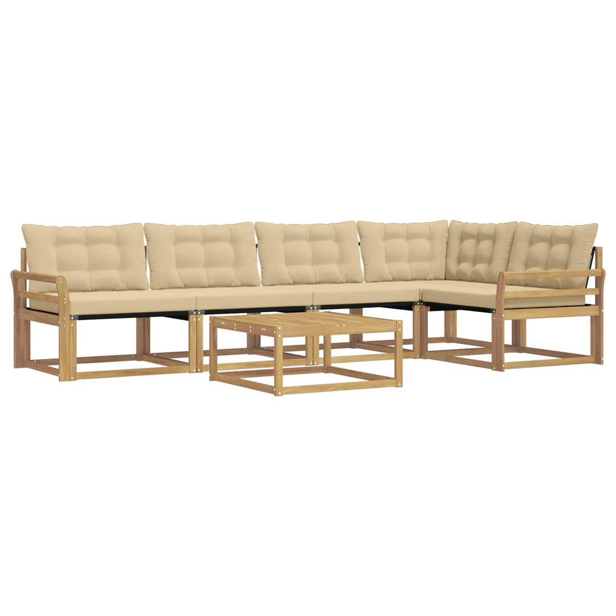 Outdoor-Sofagarnitur 6 stk. Weiß und Beige
