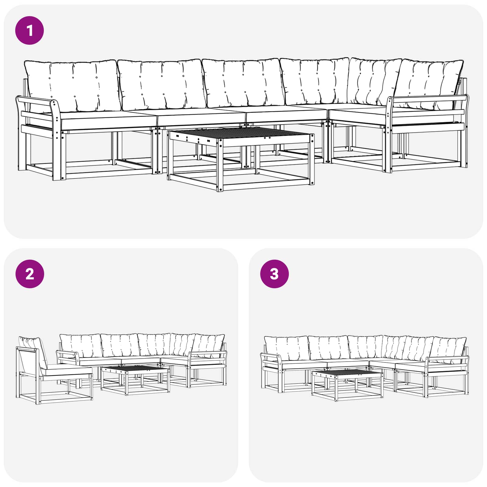 Outdoor-Sofagarnitur 6 pcs Weiß und Beige 79 x 79 x 37 cm