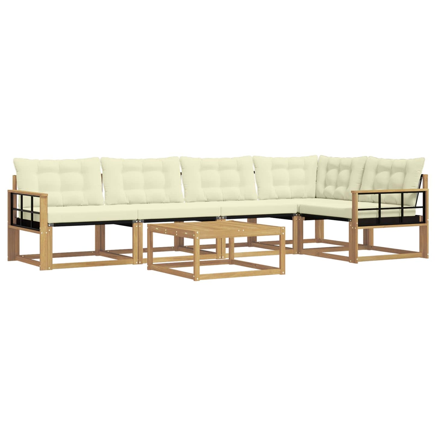 Outdoor-Sofagarnitur 6 pcs Weiß und Creme 79 x 79 x 37 cm